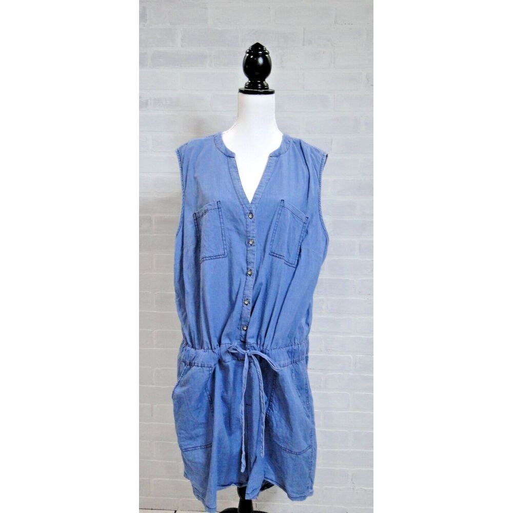 TORRID Size 3 Denim‎ Shorts Romper Sleeveless Drawstring Elastic Waist Pockets